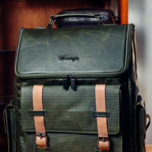 MORRAL NÓMADA EN CUERO VERDE OLIVA